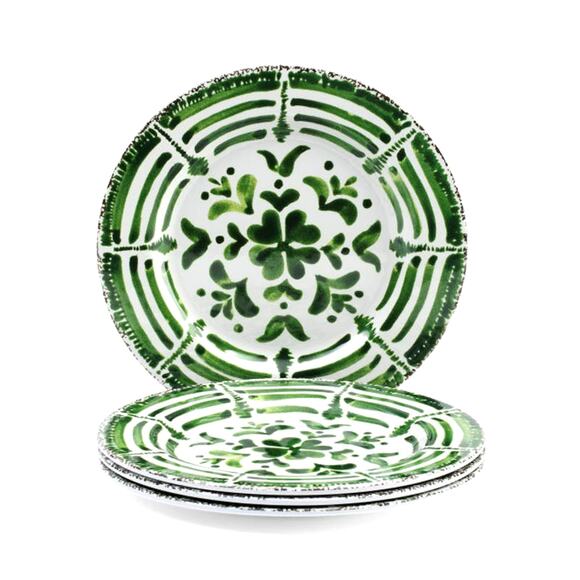 MIKASA Set of 4 Checkered Melamine 9" Salad Plates Summer Green Pop of Color NEW - Picture 9 of 9